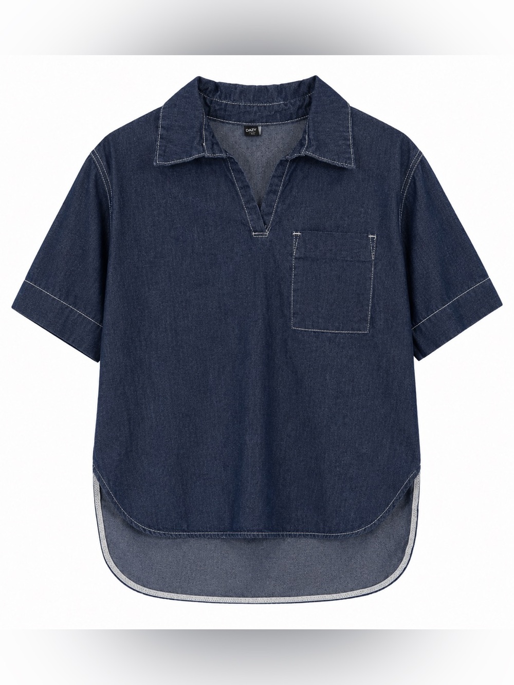Dazy Cotton Blend Denim Hi-Lo Tunic- M
